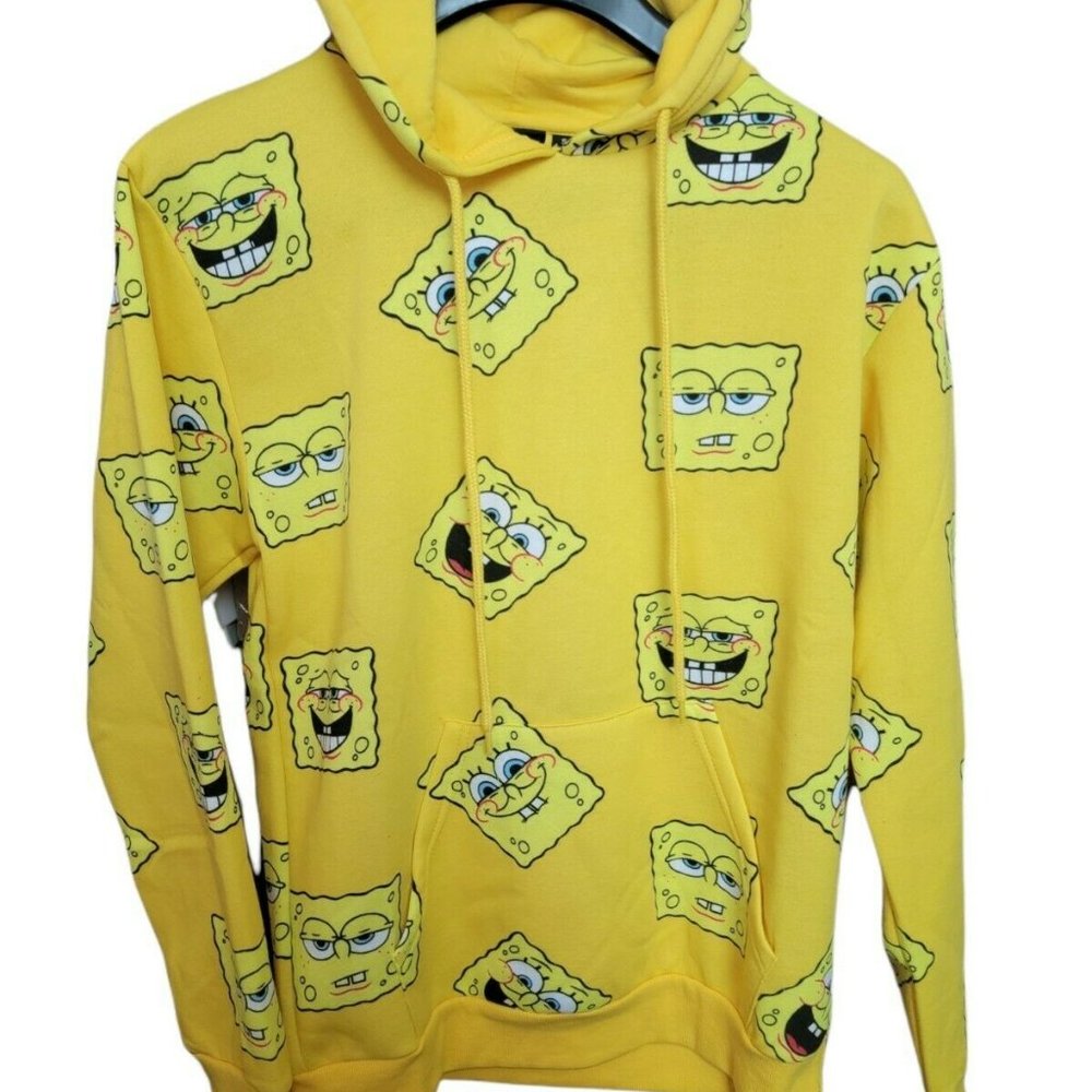 Men’s SpongeBob SquarePants Nickelodeon Hoodie Yellow Size Small Authentic